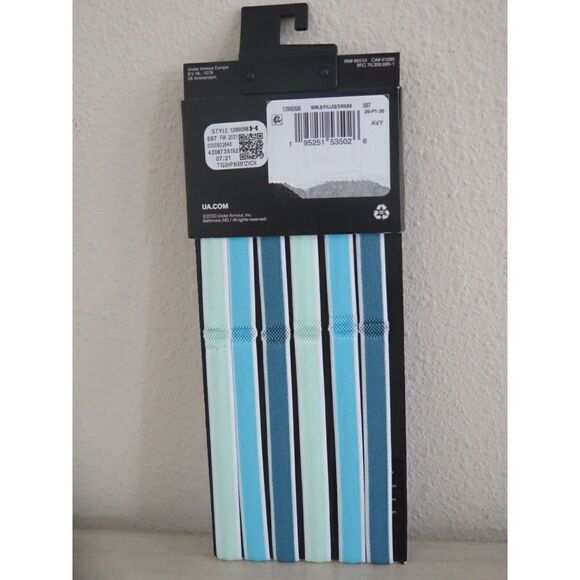 Under Armour Girls 6 Pack Blue Aqua Light Green Multiple Colors Headbands - Picture 2 of 8